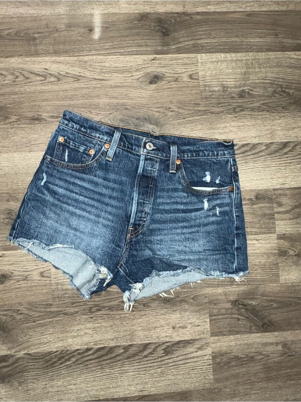 Levi's Distressed Blue Denim Cutoff Shorts